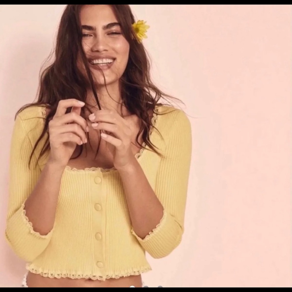 For Love & Lemons Jolie cardigan in yellow used worn 4 times in size Medium nwot